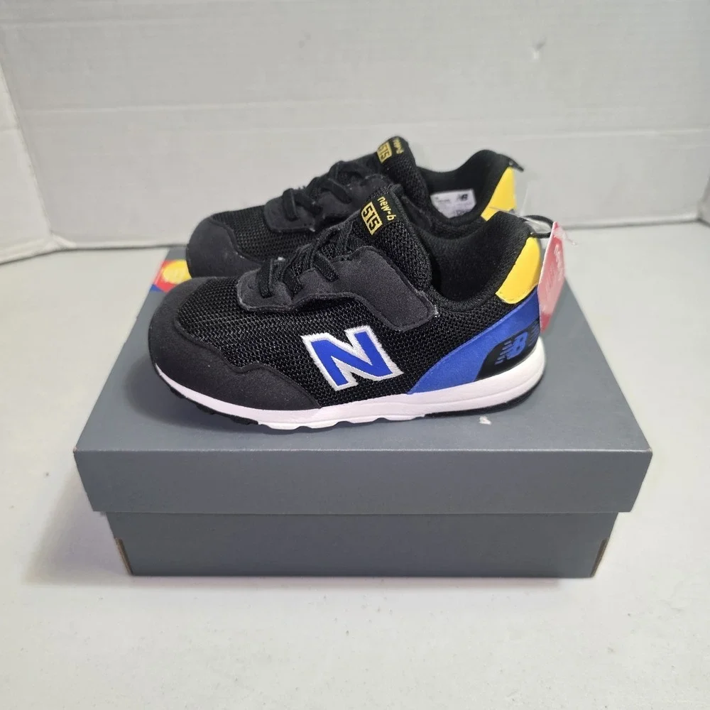 New Balance 515 New-B Hook & Loop Toddler Size 7.5 Wide Black NW515BA